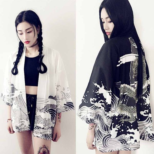 

robe coat yukata female painting kimono cardigan shirt harajuku kawaii style kimonos woman obi haori japanese streetwear py104, Black;red