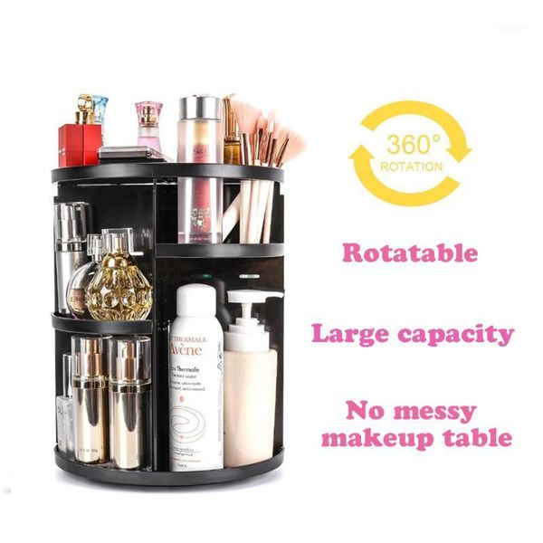 

360 rotating makeup organizer cosmetic storage rack brush holder rangement maquillage cosmetic makeup storage box dropship1