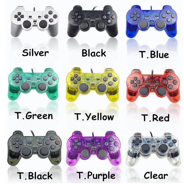 

wired controller ps2 double vibration joystick gamepad game controllers for playstation 2 transparent color
