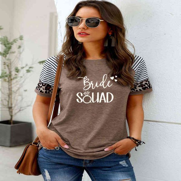 

t shirt cute summer lady crew neck graphic tee shirt bride squad letter print t-shirt family trendy bachelorette party, White