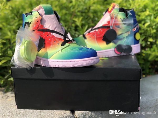 

new air authentic j balvin 1 high og colores y vibras sneakers multi color jagged edges black pink foam multi-color sports shoes
