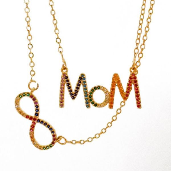 

24k gold mom necklace for mother's day gift double circle charm pendant forever love necklace women jewelry collar arcoiris, Silver