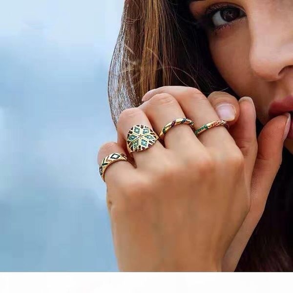 

Europe and America New Fashion Women Ring Yellow Gold Plated Full Colorful CZ Flower Ring for Girls Women Nice Gift
