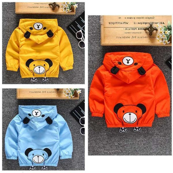 

small new autumn boy's middle and children's cartoon hooded bear et baby's coat, Black