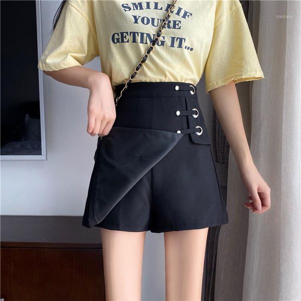 

short skirt high-waisted women faldas mujer moda 2020 new skirt pants waistband solid color casual fashion korean 876b1, Black
