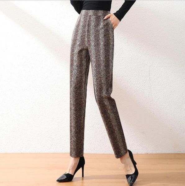 

autumn winter leopard harem pants women high waist fashion loose feet trousers plus size 2xl s219, Black;white
