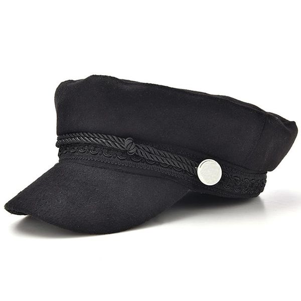 

2020 new black vintage beret fashion women streetwear rope casual flat cap winter autumn spring warm wool blend hat, Blue;gray