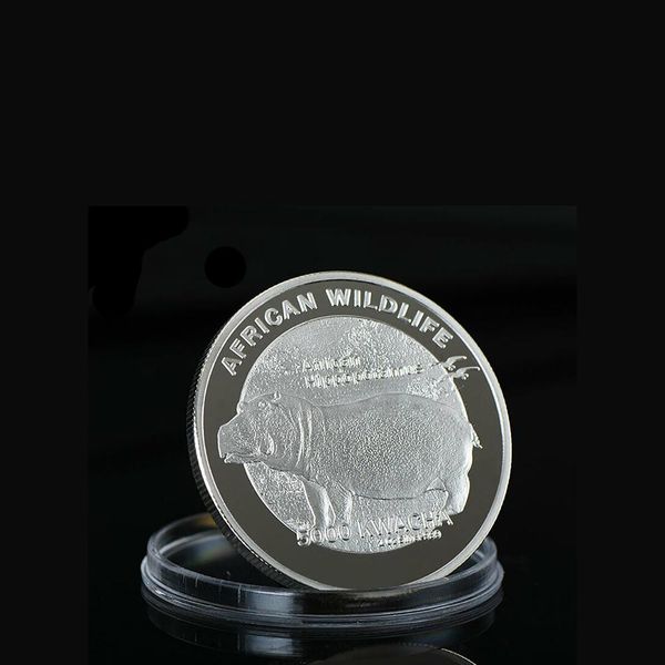 

rh посеребренные африканские исчезновенные дикой природы zambia hippopotamus памятная монета вызовы монеты коллекционирования для бизнеса gi