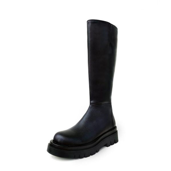 

2021 women knee high boots female round toe thick heels platform boots night club working shoes woman, Black