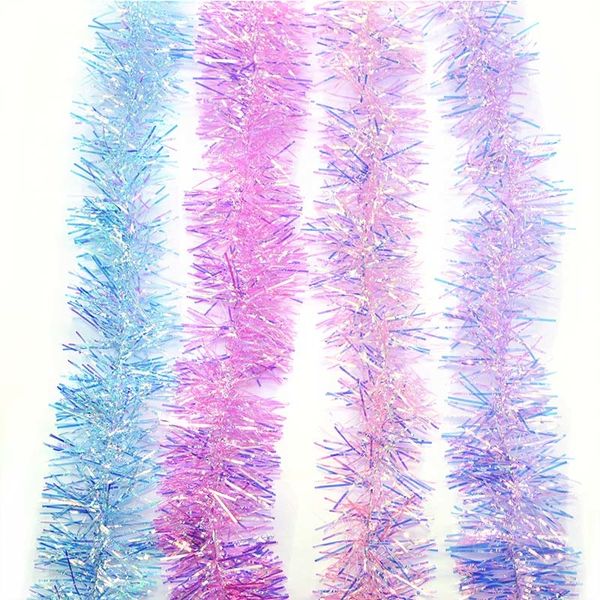 

2m rainbow christmas tree ornaments foil tinsel ribbons garlands party wedding hanging decor supplies