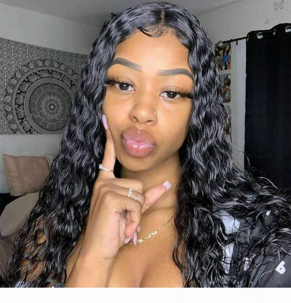 

13x6 lace front wig deep part curly human hair wigs with baby hair pre-plucked hairline lace front wigs for black women 130% density, Black;brown