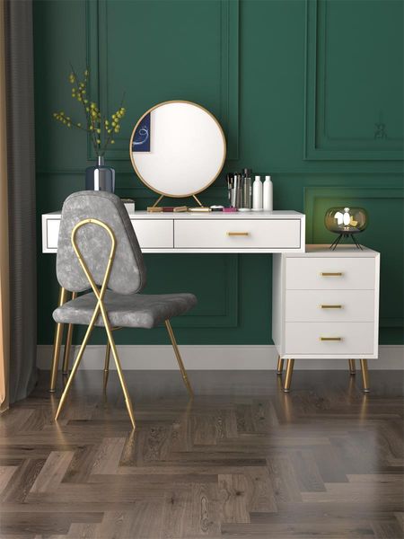 

nordic dresser for bedroom modern minimalist dressing table and chair with mirror golden wrought iron leg living room furniture