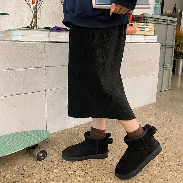 

qhnr fur ankle winter boots wedge soled thick high sole real leather runway bootiesmen slip on casual shoes, Black