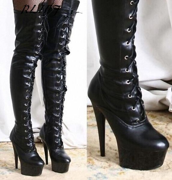 

2020 new fashion 15cm high-heeled shoes with high-heeled thick-bottomed knee boots size 34-46, Black
