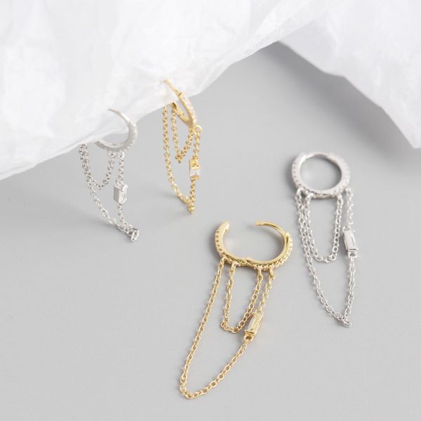 

februaryfrost марк дизайнер 100% 925 sterling silver square циркон длинных кисточек подвеска серег для женщин моды ювелирных изделий лучших, Golden;silver