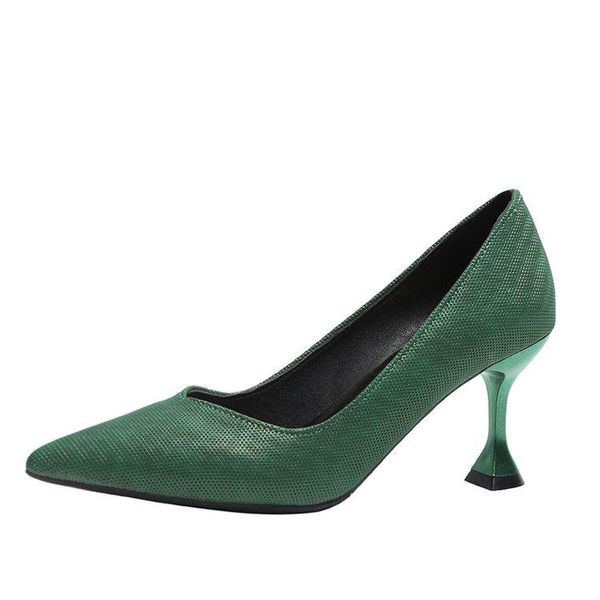 

plus size office lady shoes faux suede high heels woman shoes pointed toe dress basic pumps women boat zapatos mujer, Black