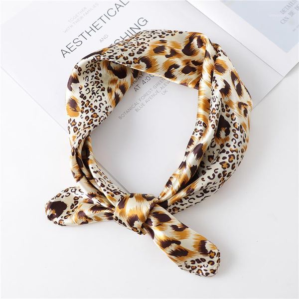 

60cm vierkante zijden sjaal vrouwen haarband hals sjaals tas stropdas hoofddoek office lady leopard sjaals bandana1, Blue;gray