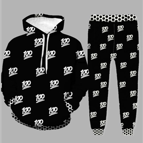 

3d printing men's sets 100 points test score student hoodies and sweatpants 2-piece pack spring autumn super popular sportswear, Gray