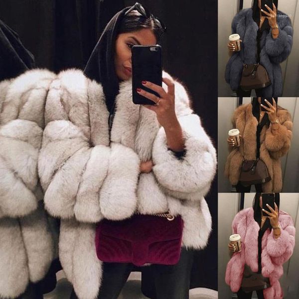 

women faux fur coat streetwear autumn winter warm plush teddy coat luxury fake fur jacket faux jacket1, Black