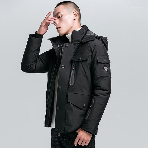 

2019 new style men's winter jacket men's casual stylish thick warm hooded cotton-padded clothes winter cotton-padded jacket cott1, Black