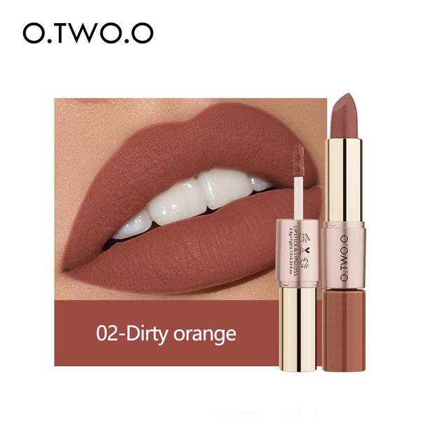 

o.two.o 2 in 1 matte lipstick 12 colors lip gloss double head non stick cup waterproof long lasting makeup beauty cosmetics swy wmtcsn