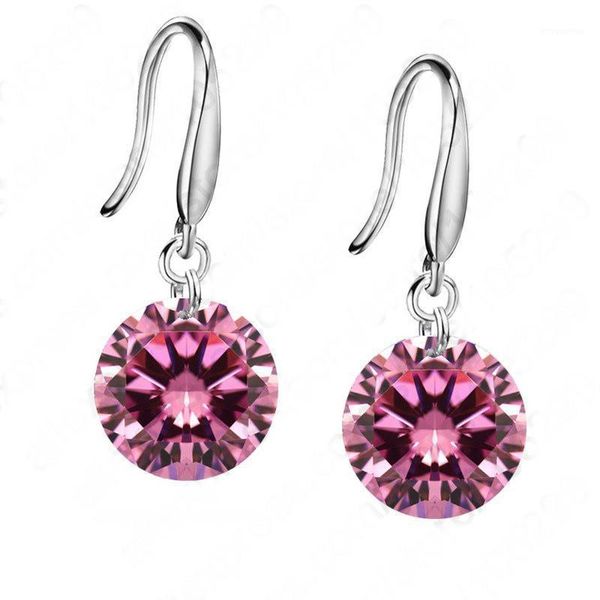 

promotions good quality 925 sterling silver 10mm shining crystal woman girl candy hook dangle earrings gifts colors1