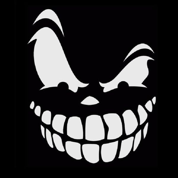 

14.1x17cm cartoon fun evil face teeth vinyl decal car sticker black/silver accessories s8-1411