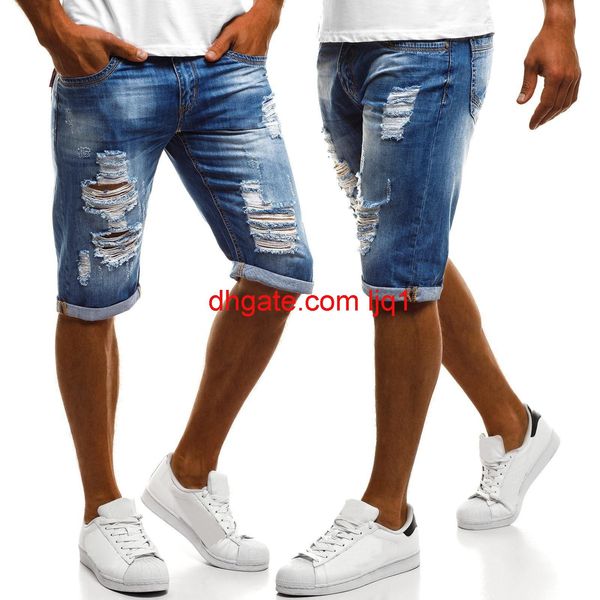 

2020 new style men's jeans with flanging and white washing, Blue