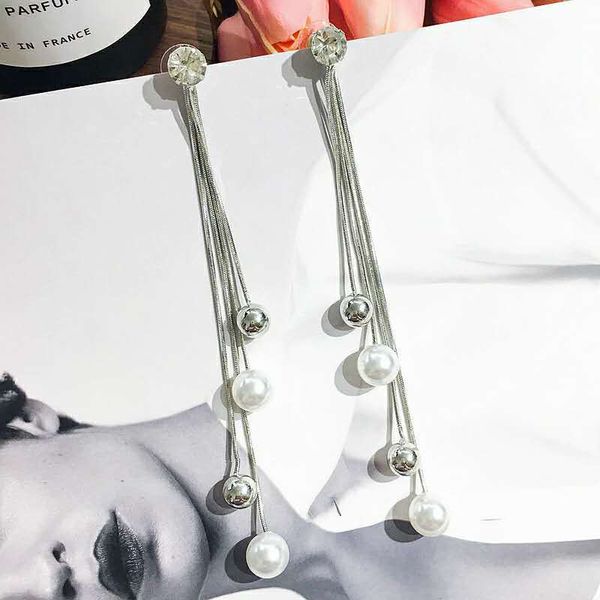 

корейский новый высококачественный достойный персонализированные длинные серьги с длинными кисточками 925 серебряная игл модные супер фея мя, Golden