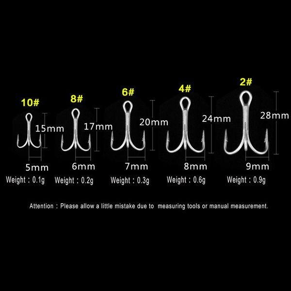 

10pcs / серия рыбалка тройниками колючая высокоуглеродистой стали рыбалки triple three fishhook карп рыбалка bait sqcrxt bdehair