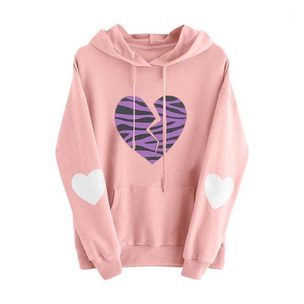 

womens long sleeve heart pocket hoodie sweatshirt jumper pullover blouse1, Black