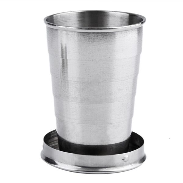 

retractable folding cup stainless water steel cups with lid foldable camping running mug outdoor tableware