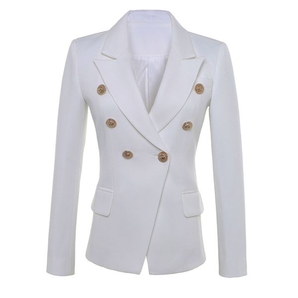

new fashion 2020 star style designer blazer women's gold buttons double breasted blazer plus size s-xxxl lj201214, White;black