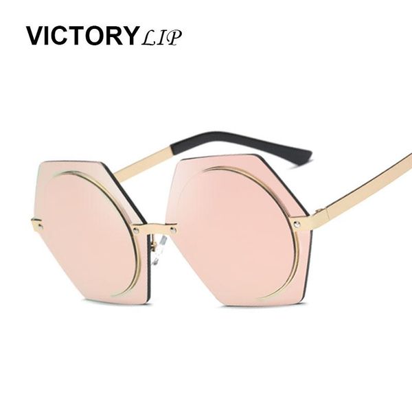 

victorylip 2020 new round luxury women sunglasses brand design vintage shades female hexagon mirror sun glasses gafas, White;black