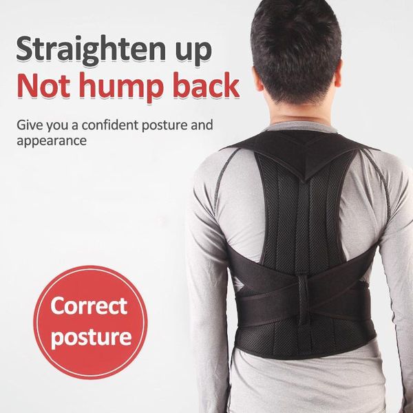 

back support adjustable corset posture corrector therapy shoulder lumbar brace spine belt correction for men women1, Black;blue
