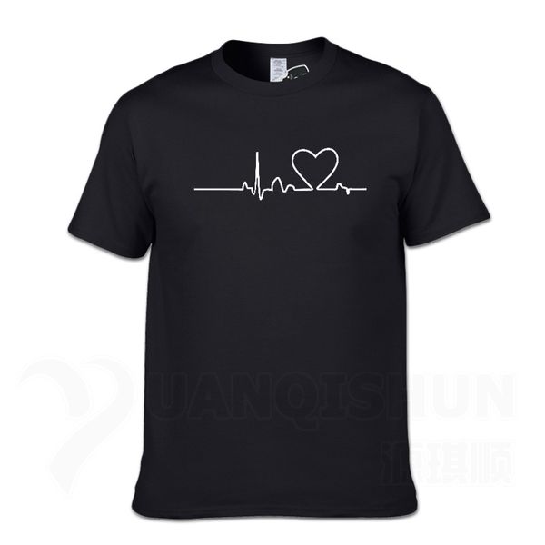 

sport fashion 16 colors t shirts lover heartbeat printed t-shirt summer round neck casual heartbeat tee gift harajuku unisex