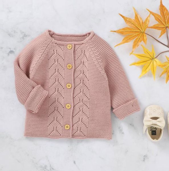 

pullover baby girls basic cardigans sweaters dropped shoulder long sleeve crew neck straight breasted knit sweater jacket, Blue