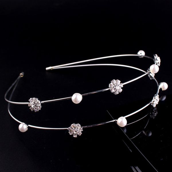 

pearl crystal hair band headband headwear for lovely girls princess bridal crown flower children kids wholesale hair accessory, Golden;silver