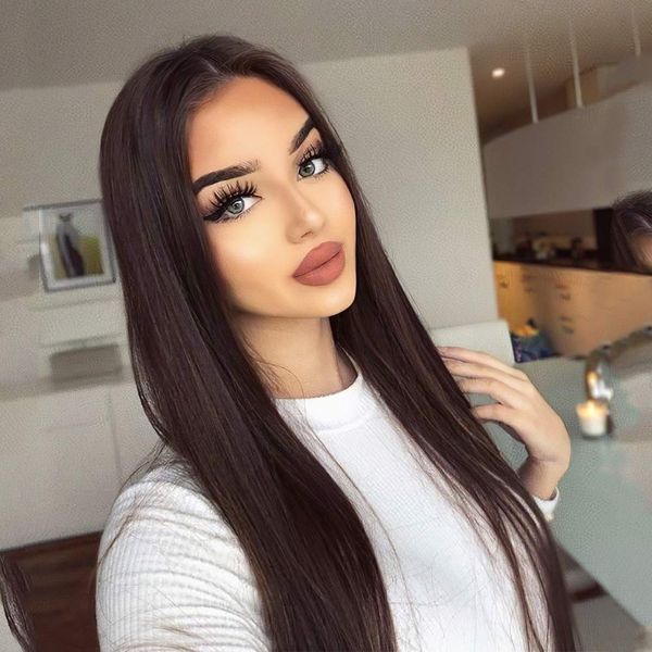 

long straight highlights wigs for women 28 inch synthetic mix color wig middle part ombre blonde highlights hair wigs, Black