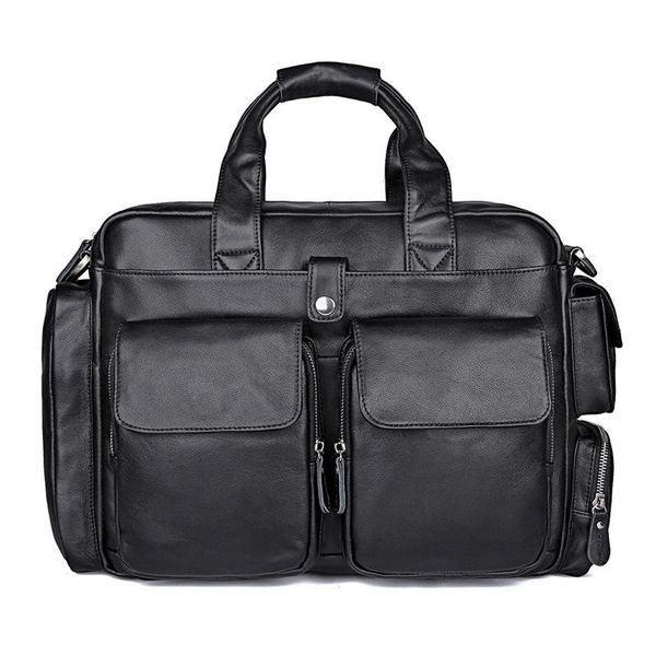 

man handbag genuine leather business travel bag 15.6'' inch lapmen briefcase portfolio messenger bags
