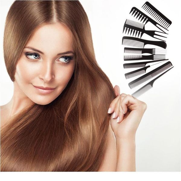 

10pc hairdressing comb for haircut antistatic hairstyling comb carbon fibre comb set for salon bla wmtoix, Silver