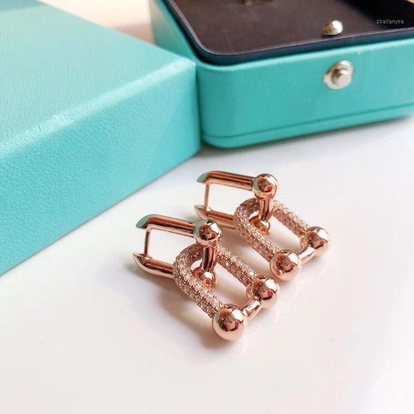 

charm fashion brand earrings s925 sterling silver with diamond women party fine jewelry 3 colors1, Golden