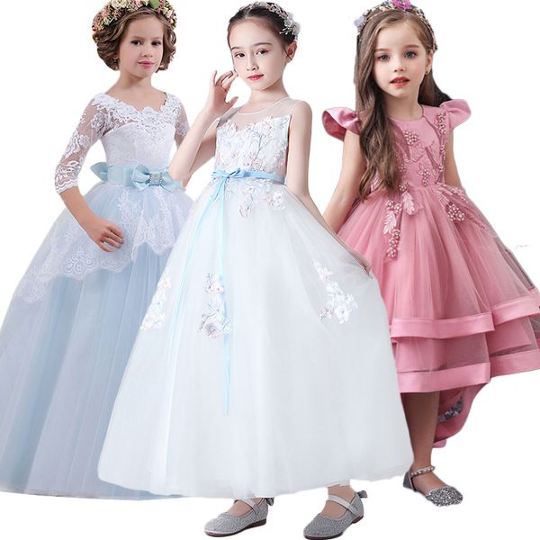 

elegant girls princess dress 2020 summer children evening party dress flower girls kids dresses for girls wedding dress vestidos t200624, Red;yellow