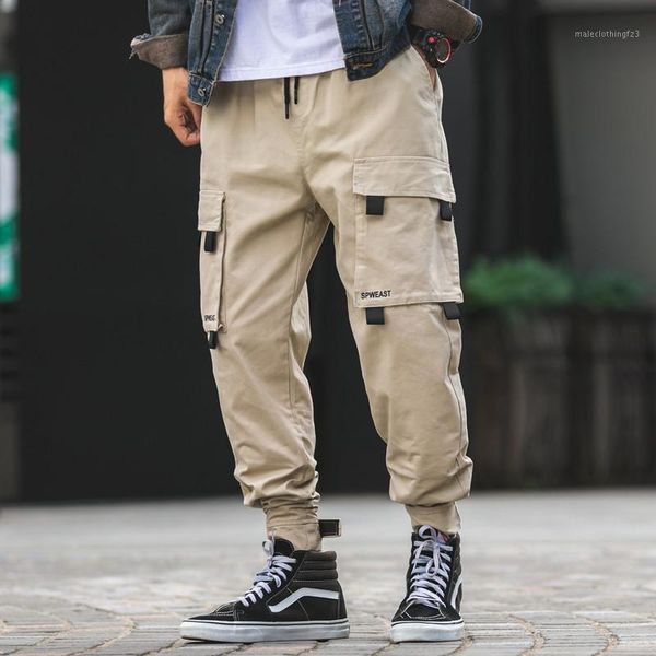 

men's pants men's 2021 multi-pocket overalls with adjustable feet harem trendy brand jogging men trousers1, Black