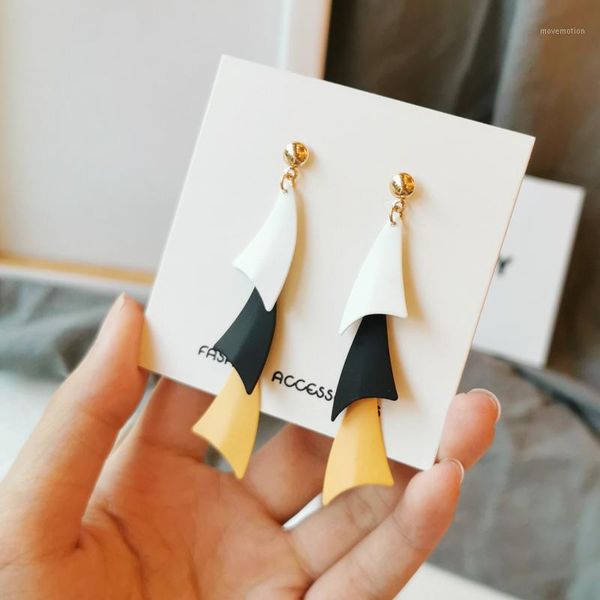 

dangle earrings for women fashion personality contrast color tassel earrings geometric triangle multilayer long jewelry1, Silver