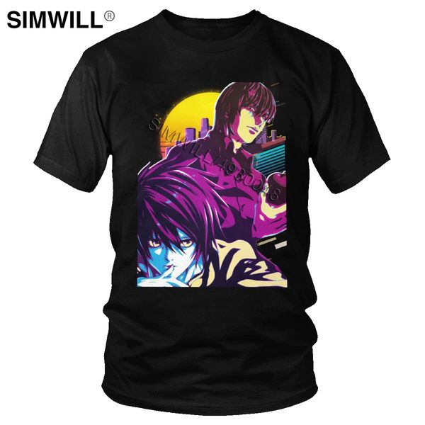 

мода 80-х death note l и свет ягами короткие рукава повседневный аниме га tshirt сыпучие fit tee подарков спорта толстовка с капюшоном толст