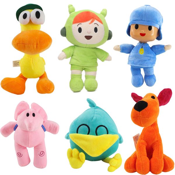 

6pcs 12-26cm toys elly pato loula plush pocoyo dog duck elephant soft stufffed animal doll toy party supplies q1219