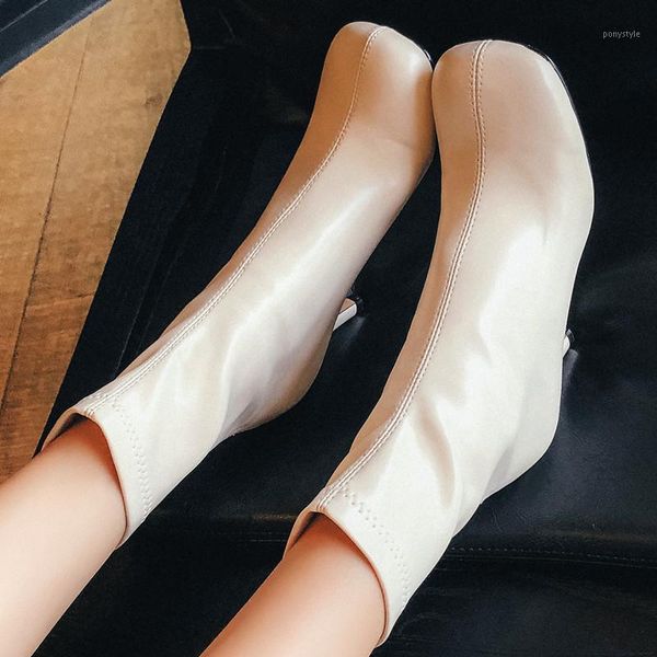 

boots designer spring autumn square toe thin heels handmade women high zipper ankle shoes fashion feminines stilettos1, Black