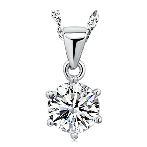 

woman silver necklace items crystal 6 claw diamond pendant statement necklaces shipping woman necklace charms 3c5gi