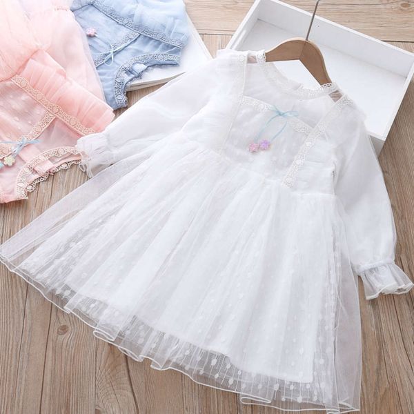 

spring new girl's mh drs 2021 korean bubble sve lace princs skirt, Red;yellow